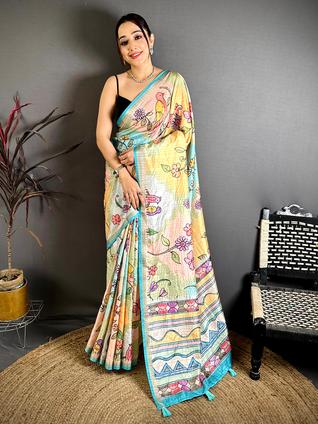 Radiance Folk Art Tussar Ghicha Saree