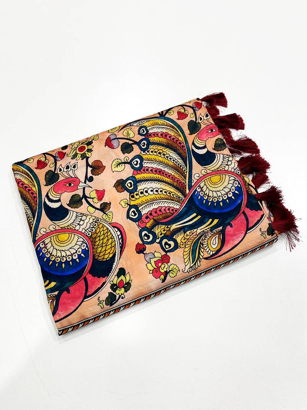 Red Kalamkari Digital Print Pattu Saree