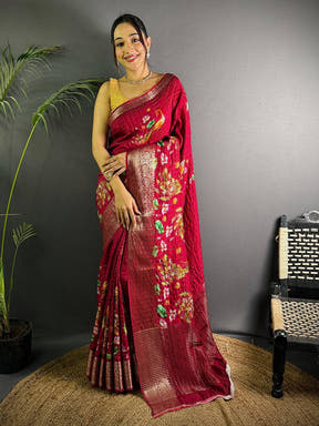 Rose Pink Pure Viscose Kalalmkari Print Saree

