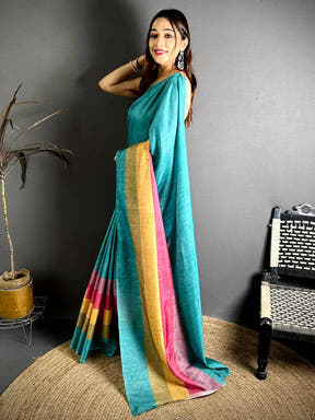 Radiant Ghicha Stripe Digital Tussar Saree