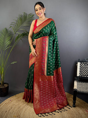 Radiance Green Soft Silk Ikkat Saree