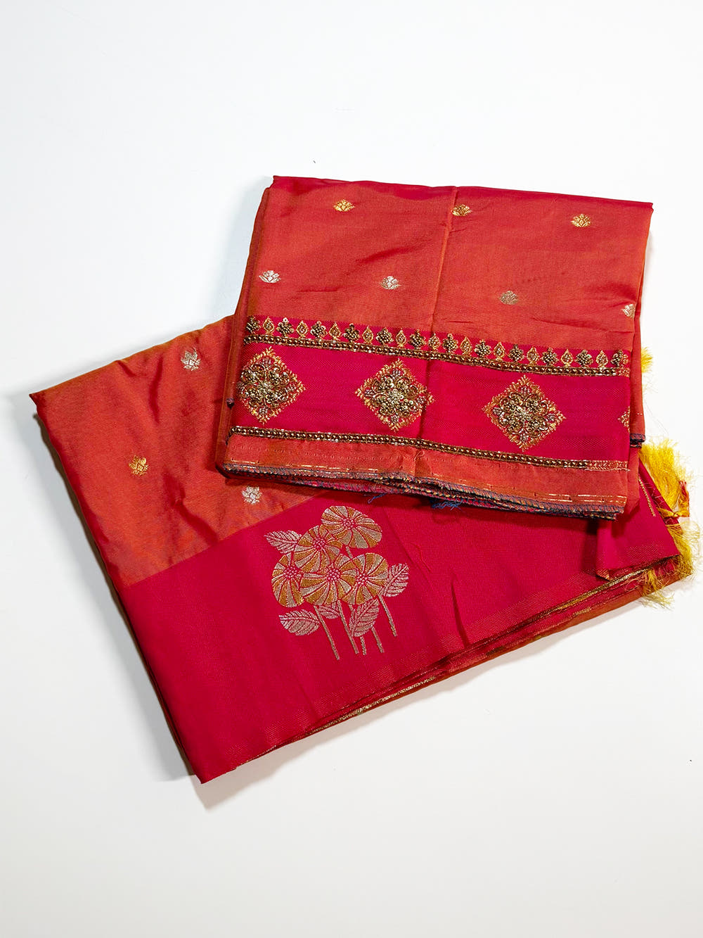 Opulent Soft Silk Sona Chandi Zari Saree With Maggam Blouse