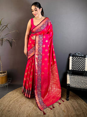 Designer Gold Zari Double Tone Pattu Saree