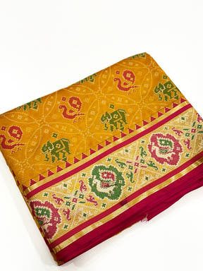 Elegant Yellow Pochampally Patola Silk Saree