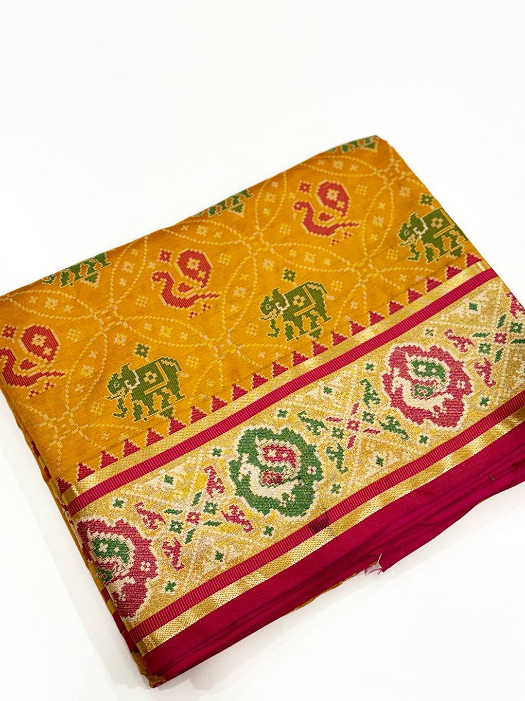 Elegant Yellow Pochampally Patola Silk Saree