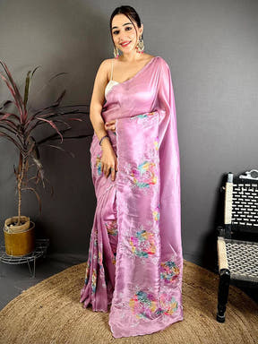 Vibrant Applique Pearl Embroidered Saree