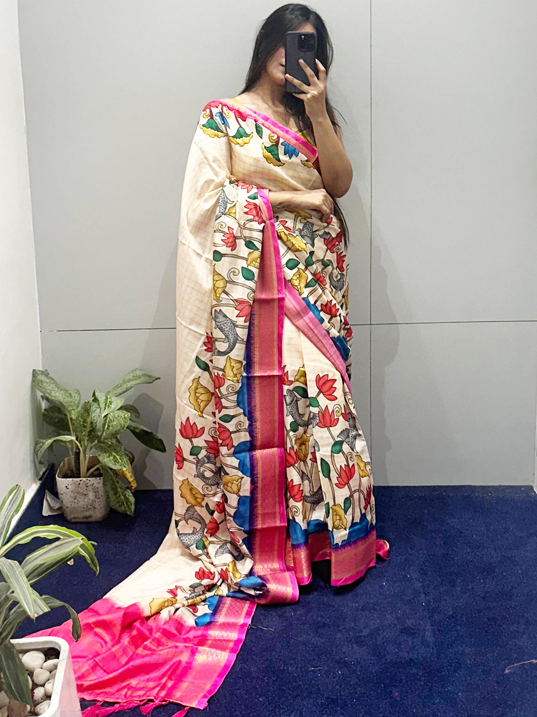 Exclusive Uppada Silk Saree With Kalamkari Digital Print