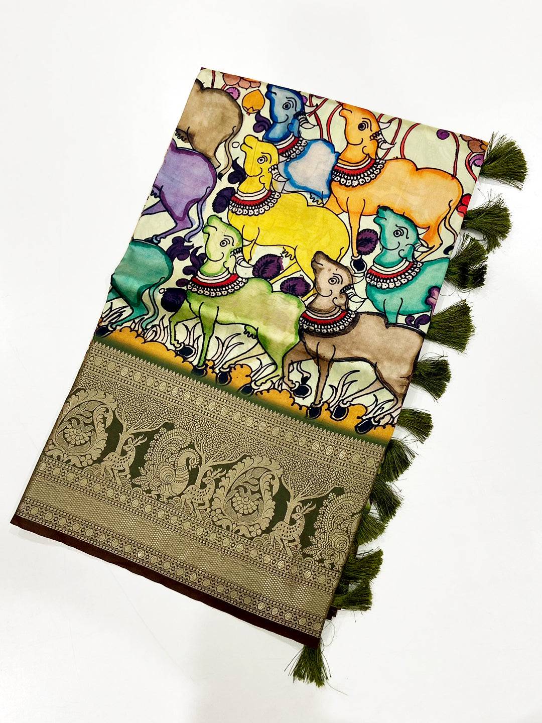 Vibrant Banarasi Kalamkari Pattu Saree