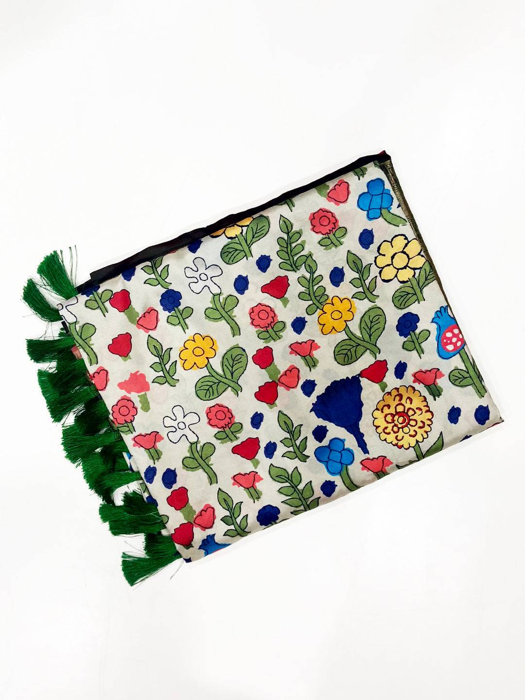 Green Floral Printed Banarasi Saree