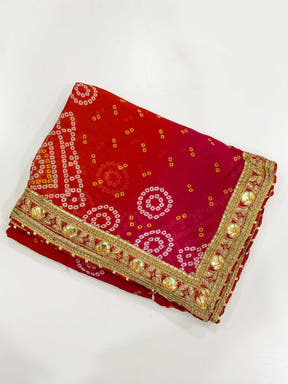 Radiant Foil Work Bandhej Chiffon Saree