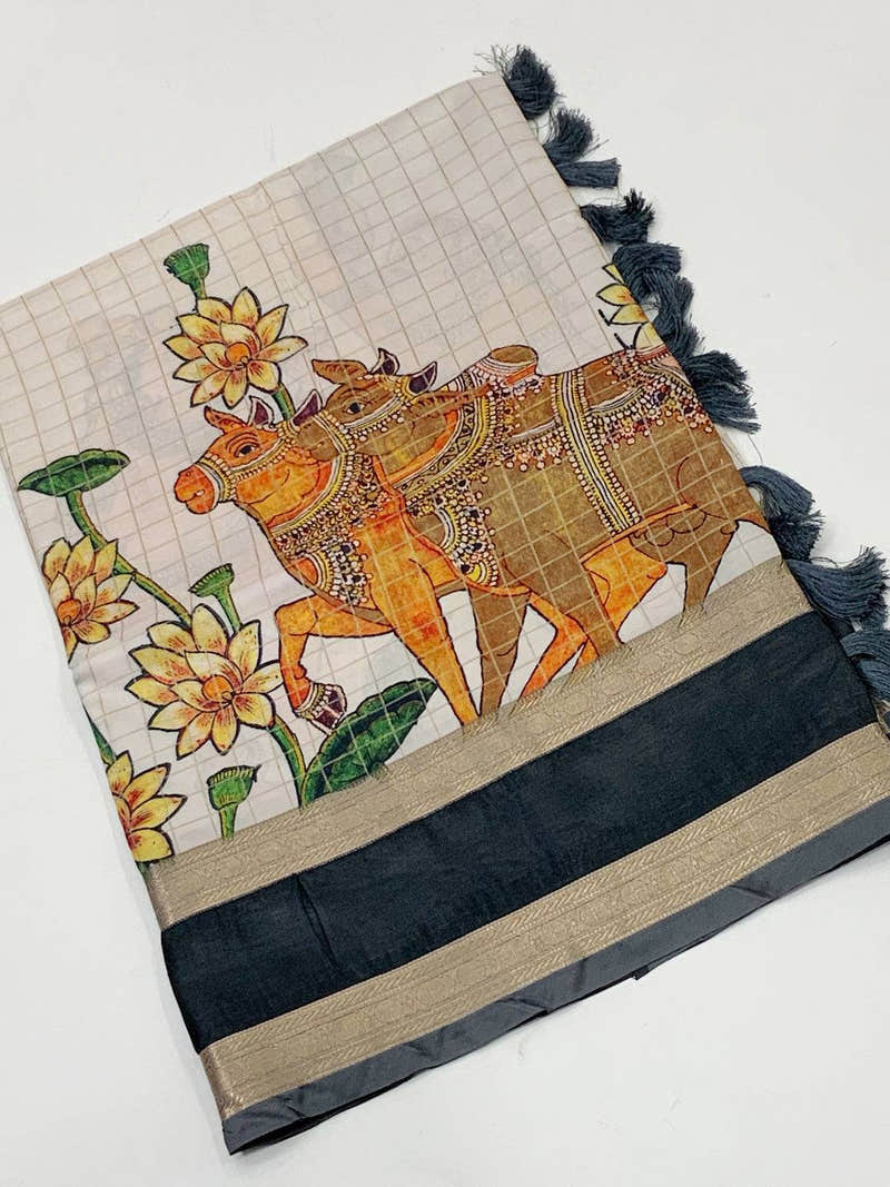 Tradition Kalamkari Satin Bentex Gadwal Saree