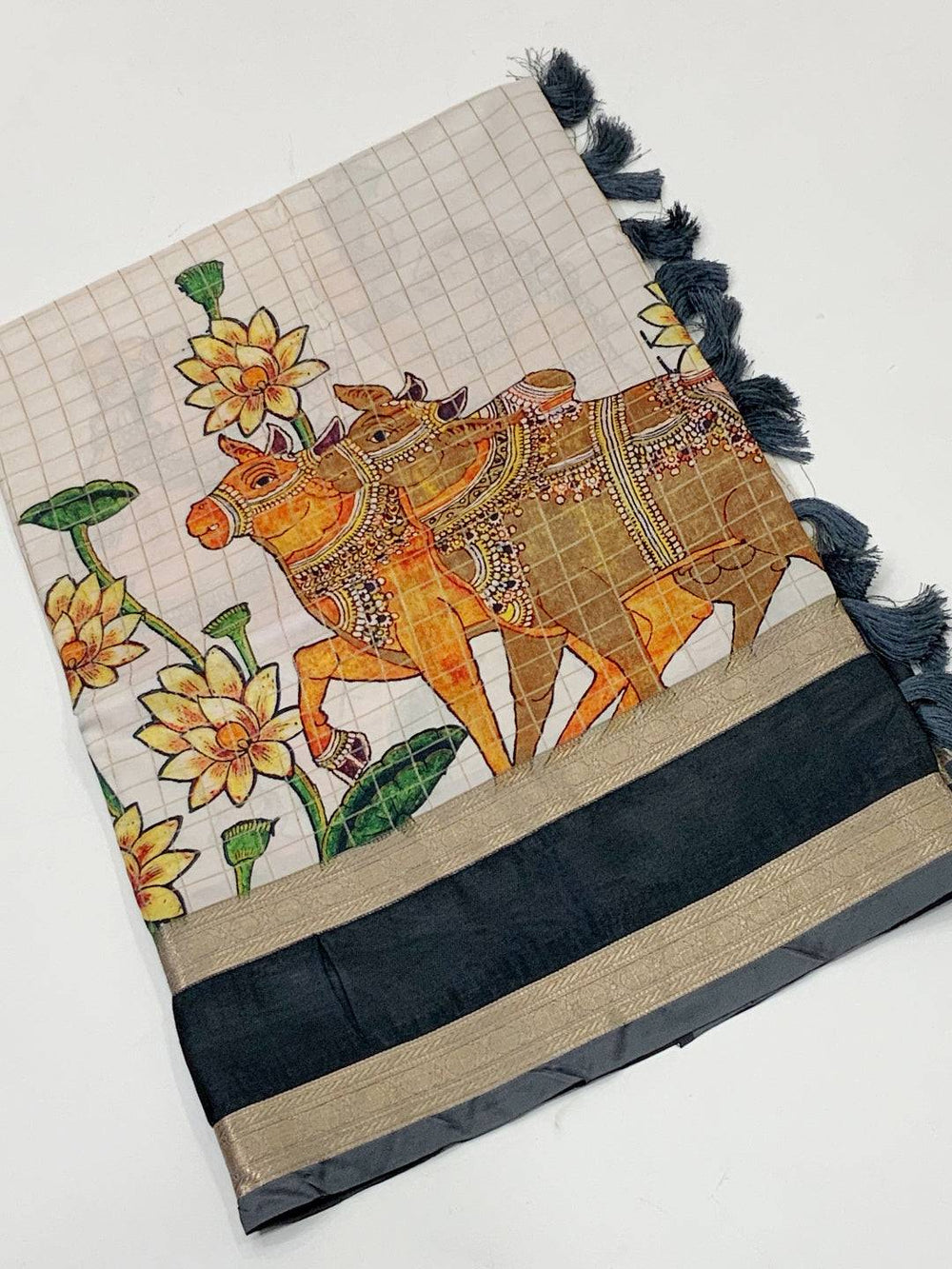 Tradition Kalamkari Satin Bentex Gadwal Saree