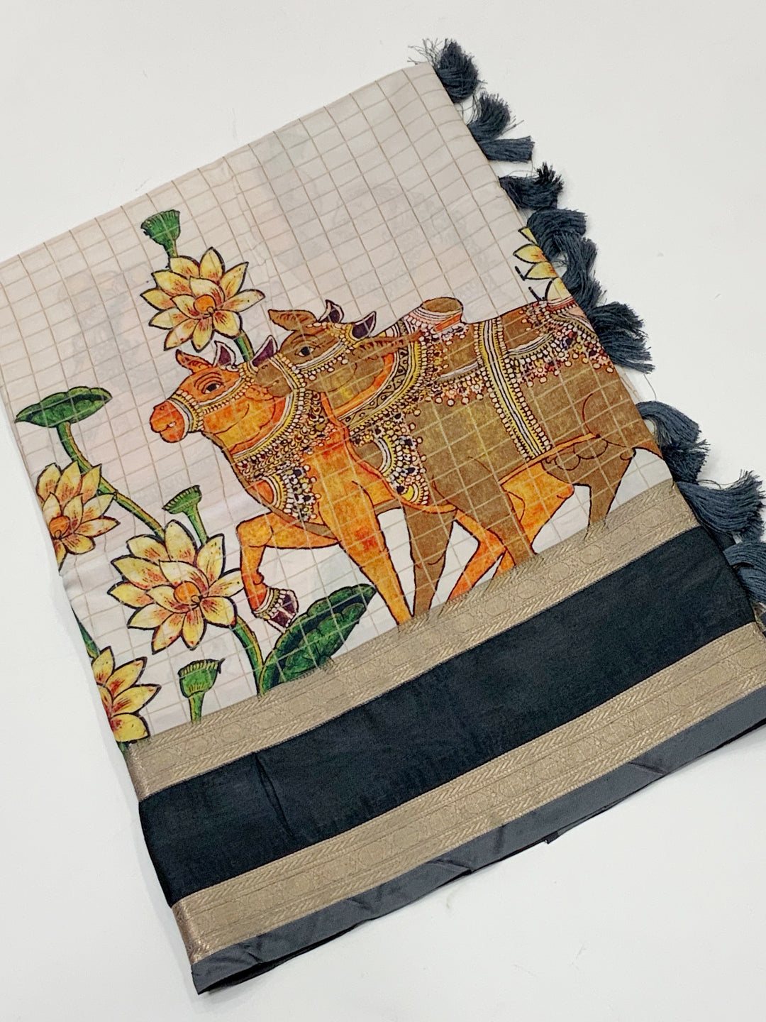 Tradition Kalamkari Satin Bentex Gadwal Saree