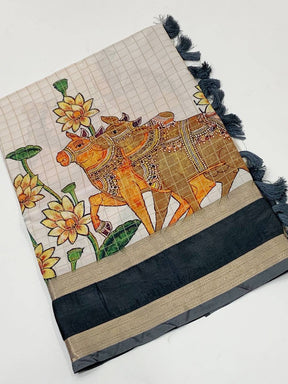 Tradition Kalamkari Satin Bentex Gadwal Saree