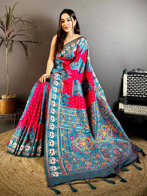 Radiant Warli Ikkat Patola Silk Saree