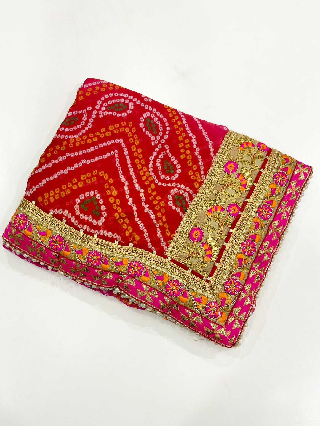 Opulent Chinnon Chiffon Bandhej Saree