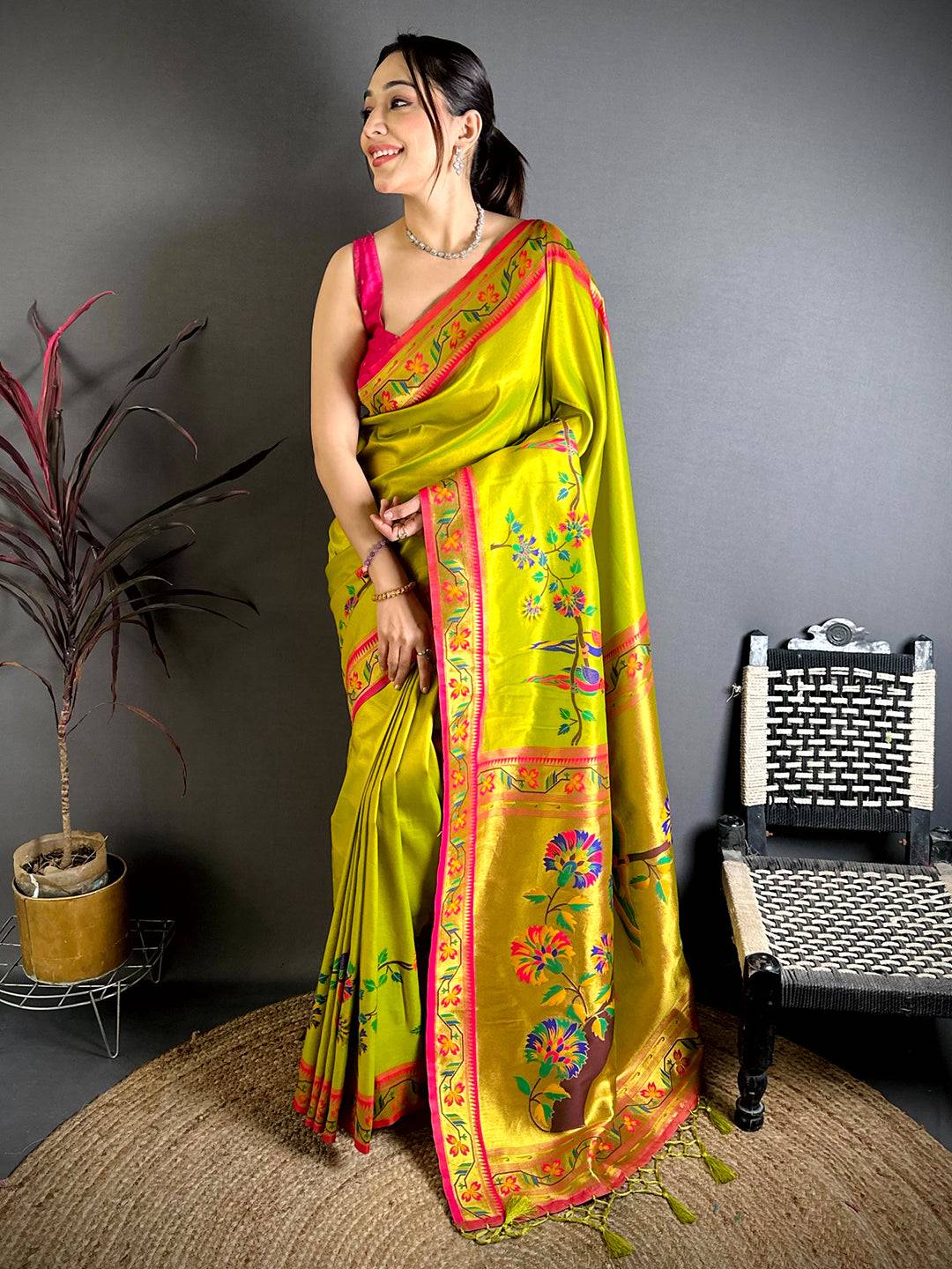 Opulent Minakari Paithani Tissue Saree


