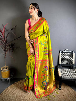 Opulent Minakari Paithani Tissue Saree


