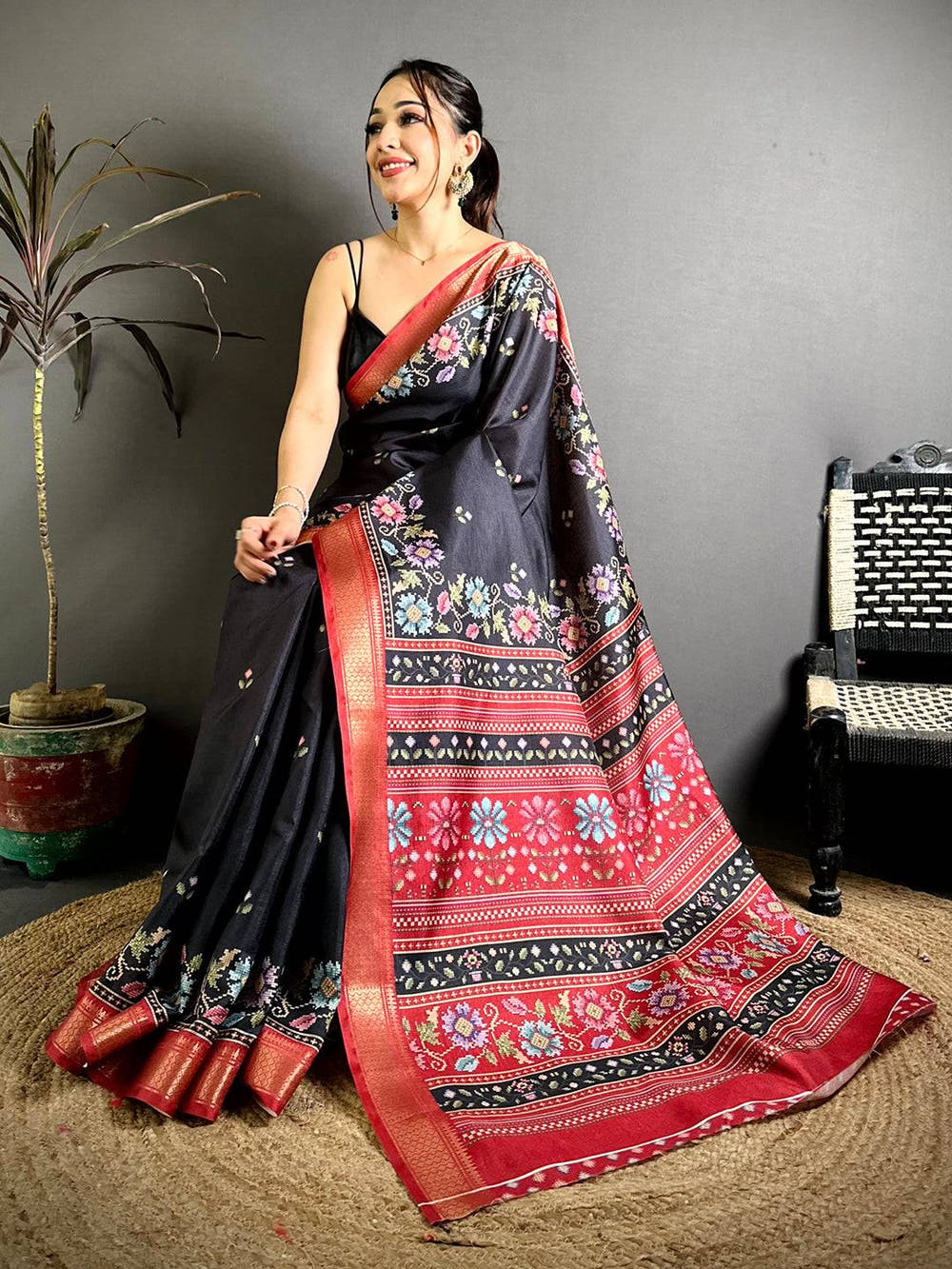 Elegant Tussar Gold Zari Embroidered Saree