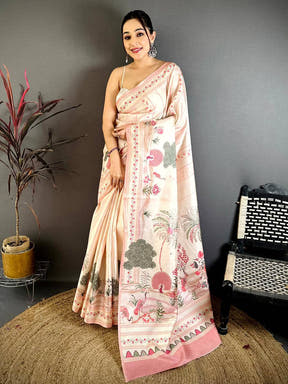 Elegant Pichwai Peacock Tussar Saree