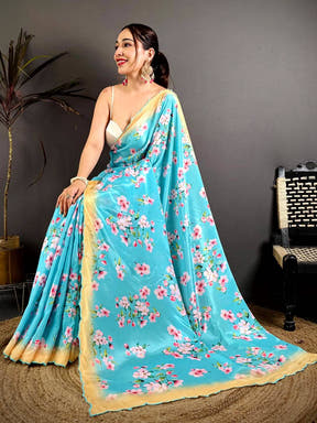 
Heritage Chinnon Embroidered Border Saree