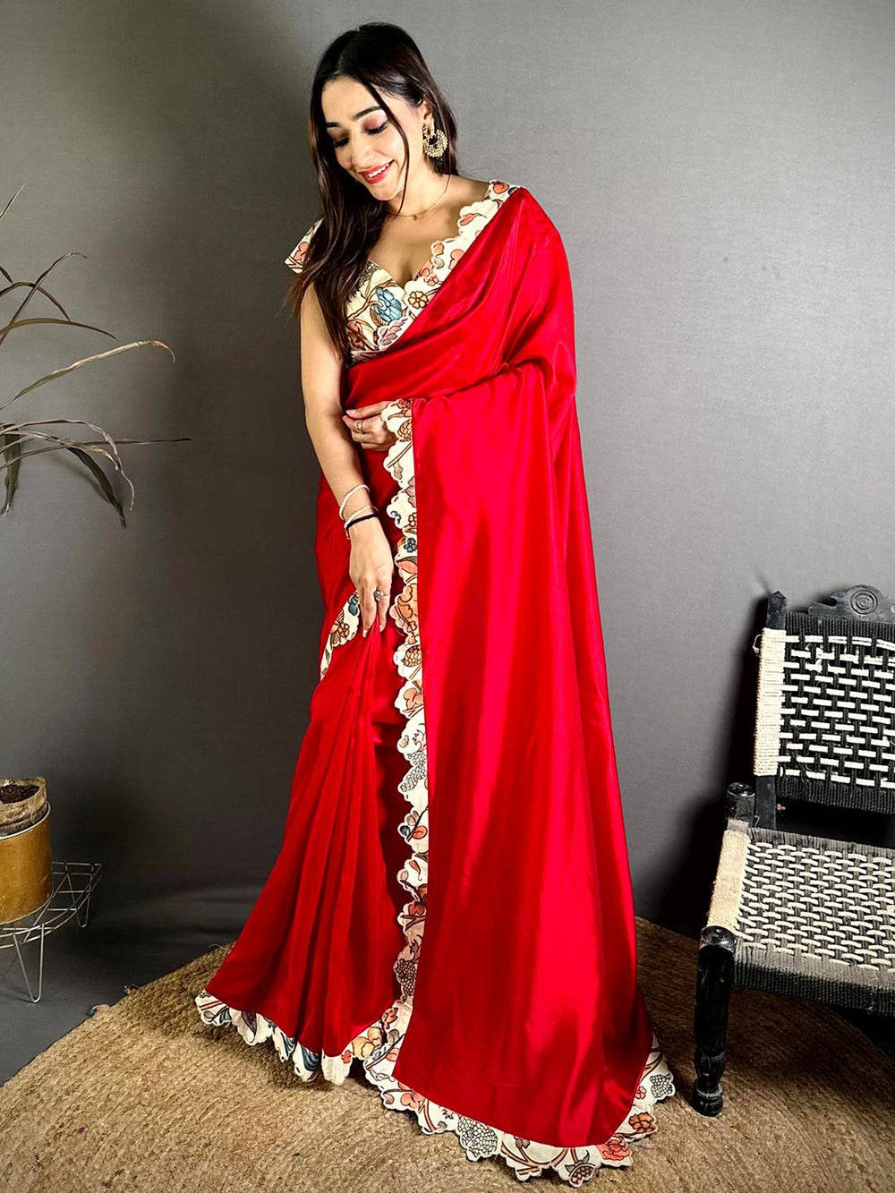 Royal Printed Silk Cutwork Border Saree