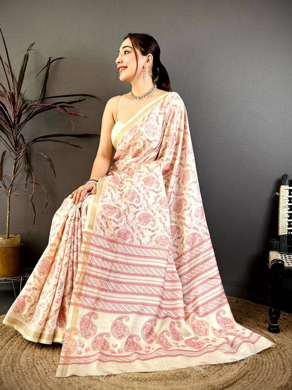 Classic Bagru Print Soft Tussar Saree