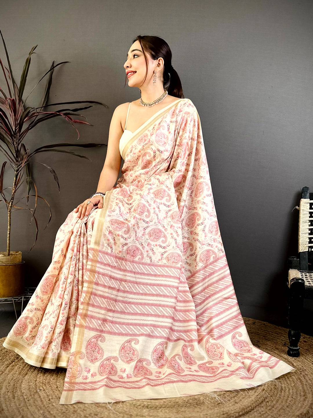 Classic Bagru Print Soft Tussar Saree