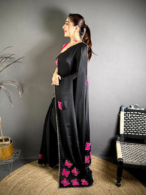 Stylish Butterfly Bandhej Soft Chinnon Saree