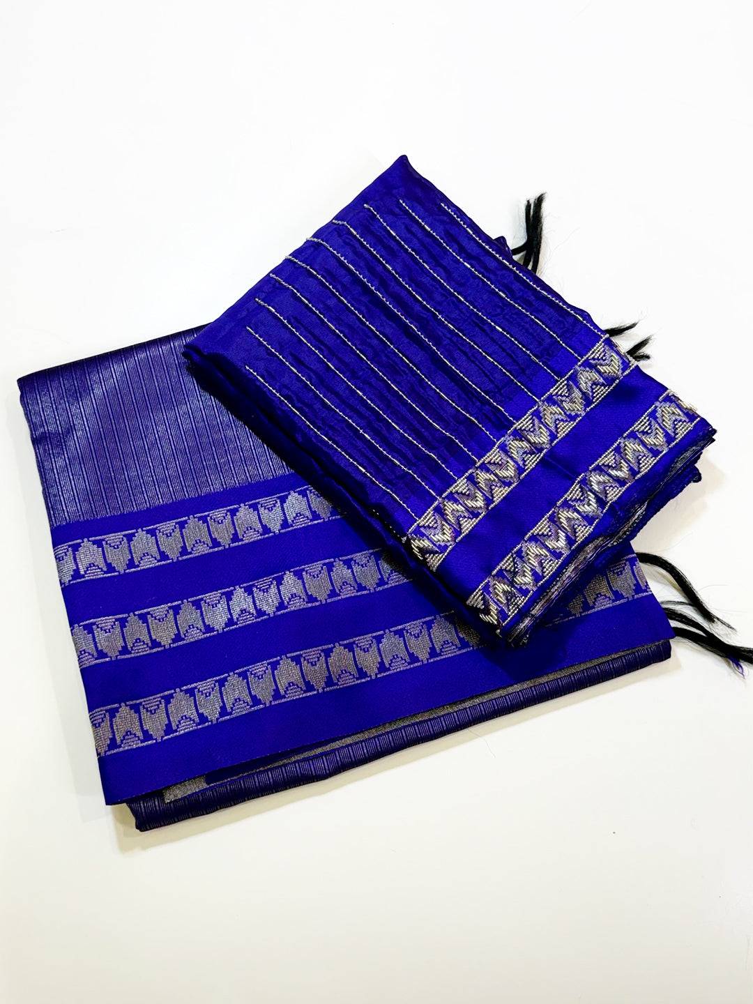 Royal Soft Silk Double Ikkat Gadwal Saree With Maggam Blouse