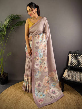 Light Purple Tussar Ghicha Silk Saree