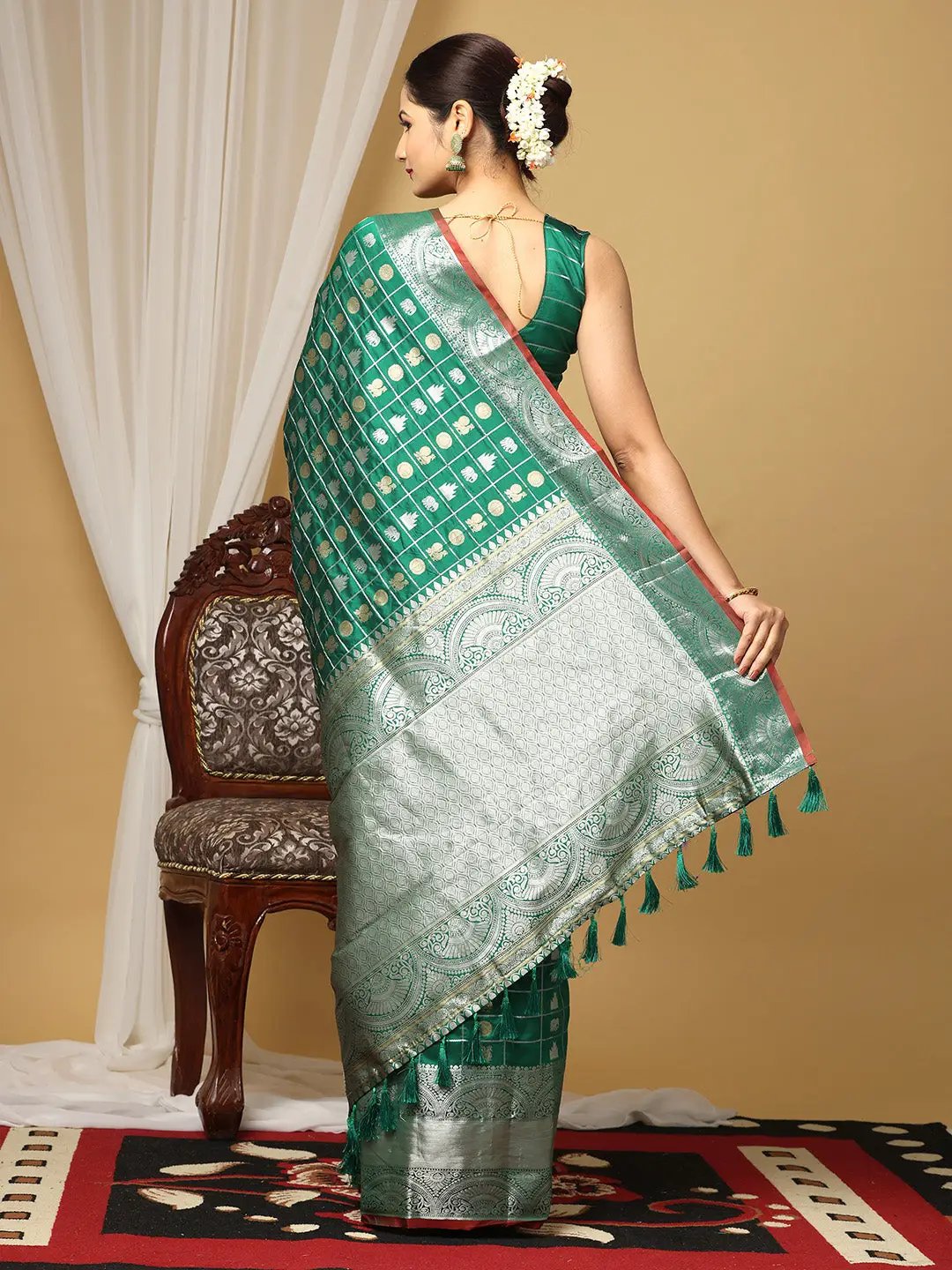  Pure Banarasi Katan Silk Kanchi Zari Weaving Saree