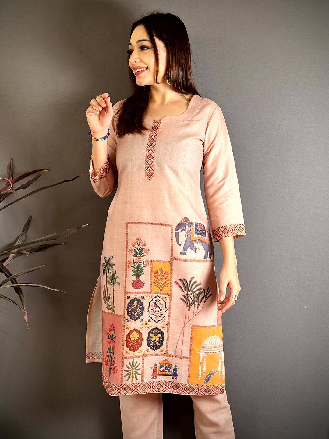 Mughal Butta Square Neck Kurti