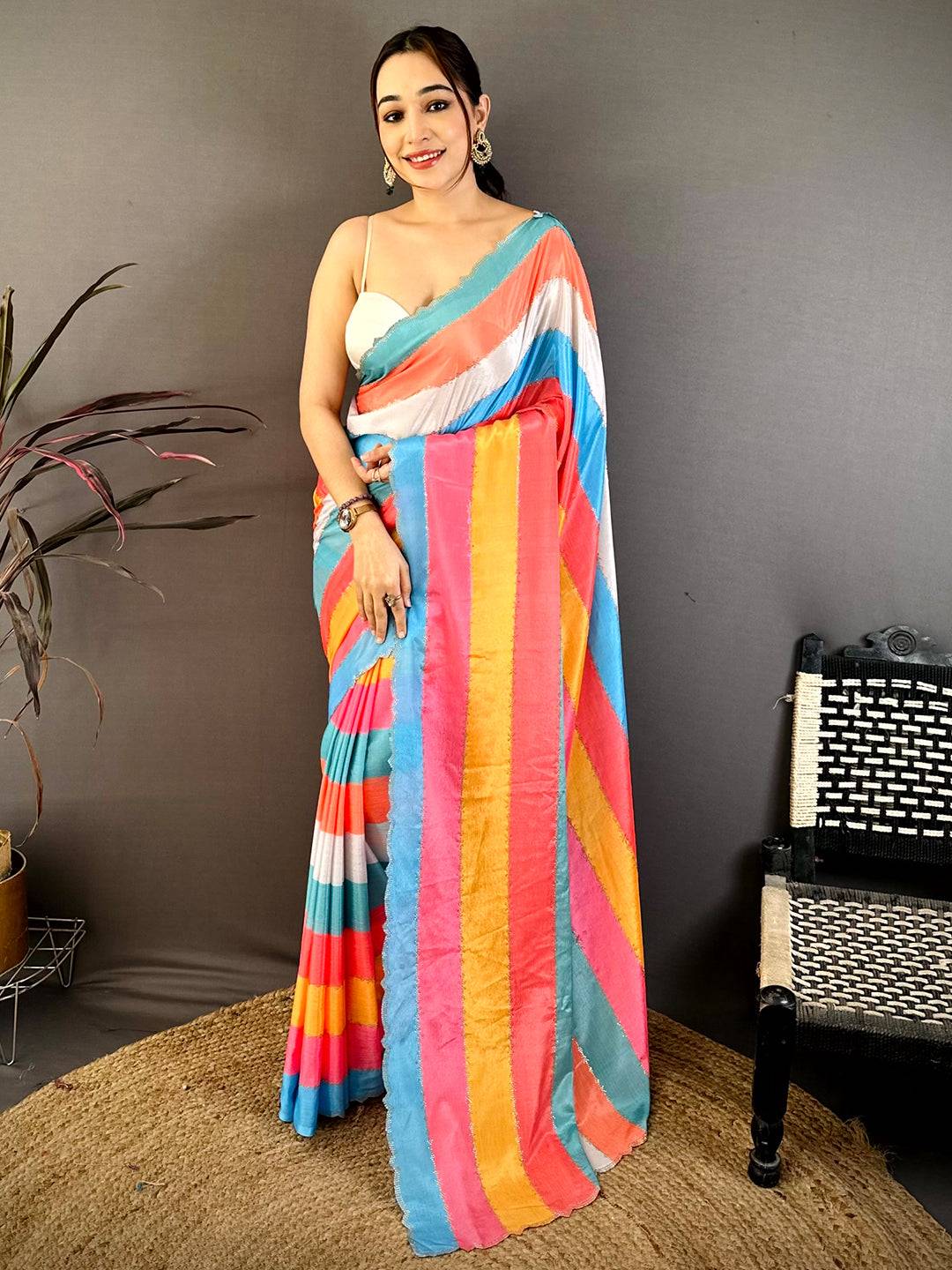 Opulent Soft Chiffon Stone Work Saree