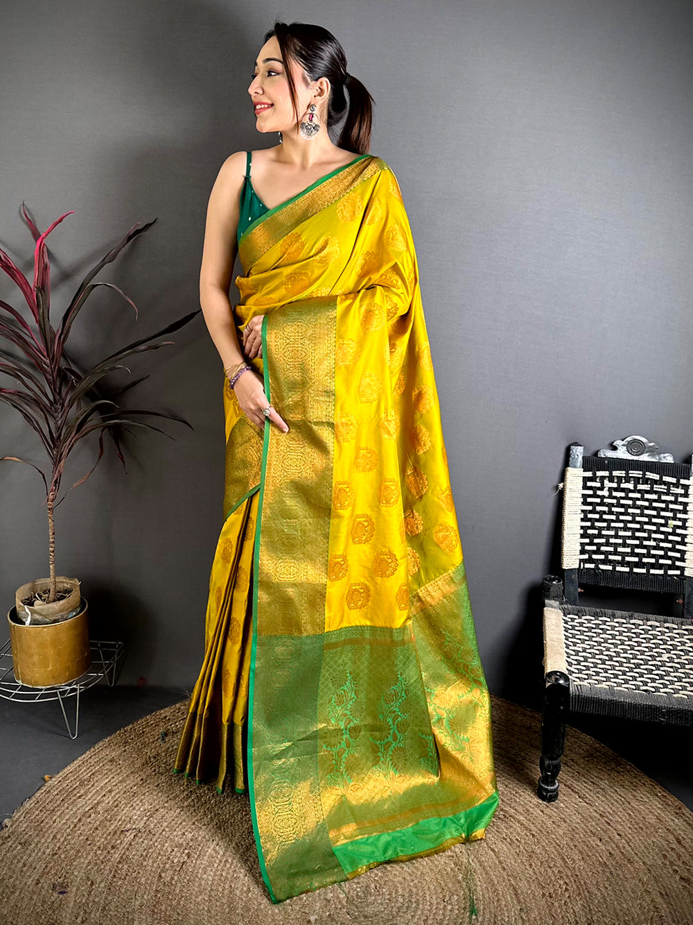 Artistic Copper Zari Banarasi Katan Silk Saree
