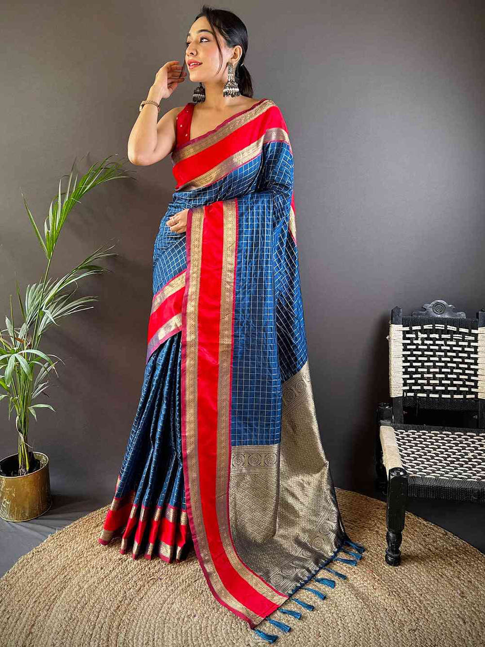 Royal Blue Silk Woven Kanchi Banarasi Saree


