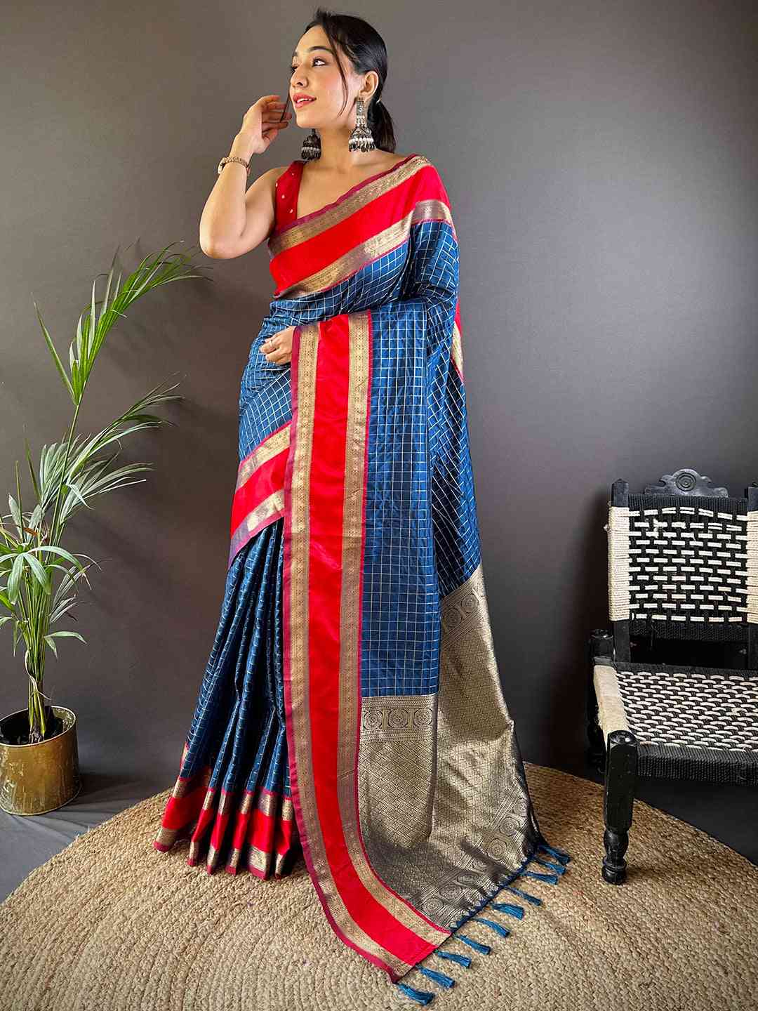 Royal Blue Silk Woven Kanchi Banarasi Saree

