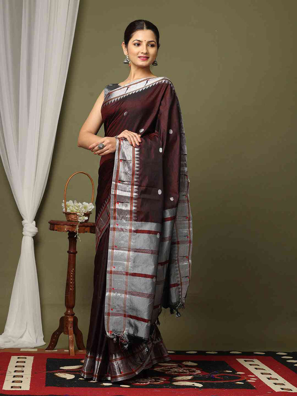 Yevla Paithani Minakari Silk Saree