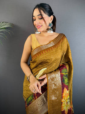 Elegant Golden Brown Kanchi Pattu Saree
