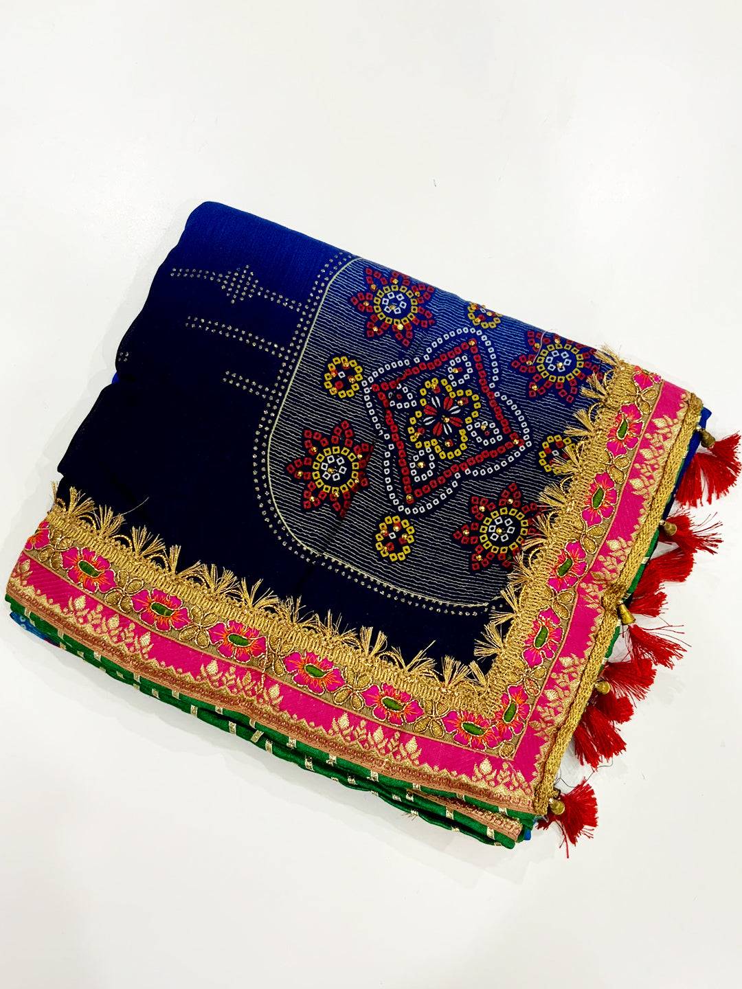 Radiant Chinnon Chiffon Bandhej Saree