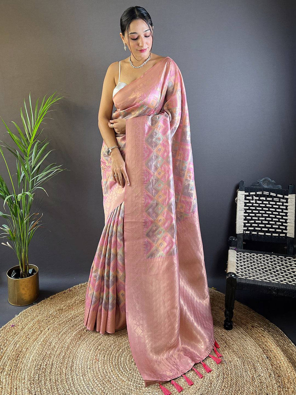Elegant Banarasi Saree with Colour Block Print