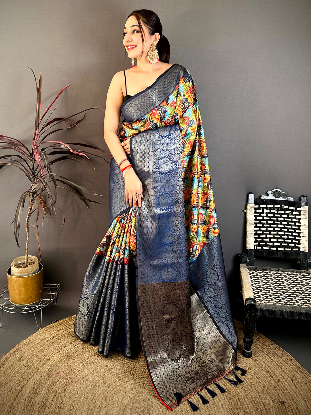 Stylish Soft Silk Digital Print Kanchi Saree