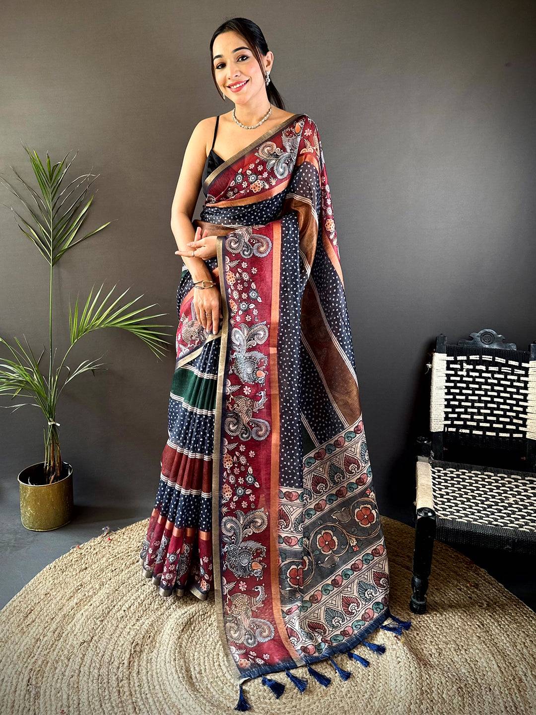 Radiant Soft Chanderi Cotton Bandhej Print Saree