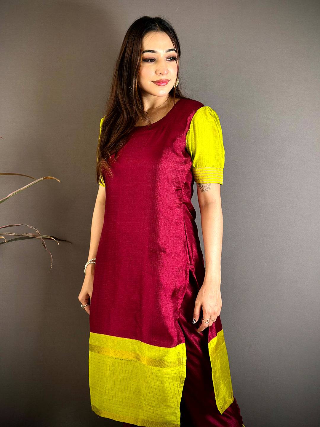 Radiant Wine Soft Kota Crepe Kurti