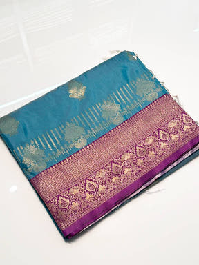 Soft Silk Bali Jewellery Zari Butta Saree