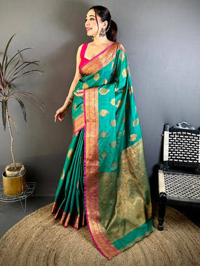 Stylish Katan Tussar Feel Zari Border Saree