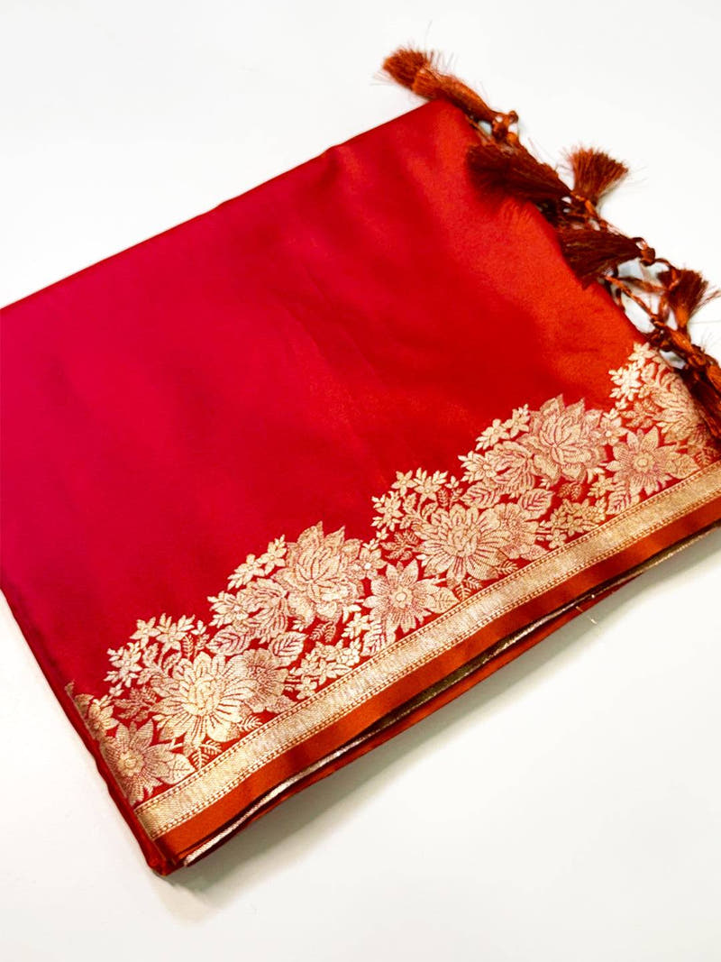 Elegant Ombre Weaving Mashru Silk Saree