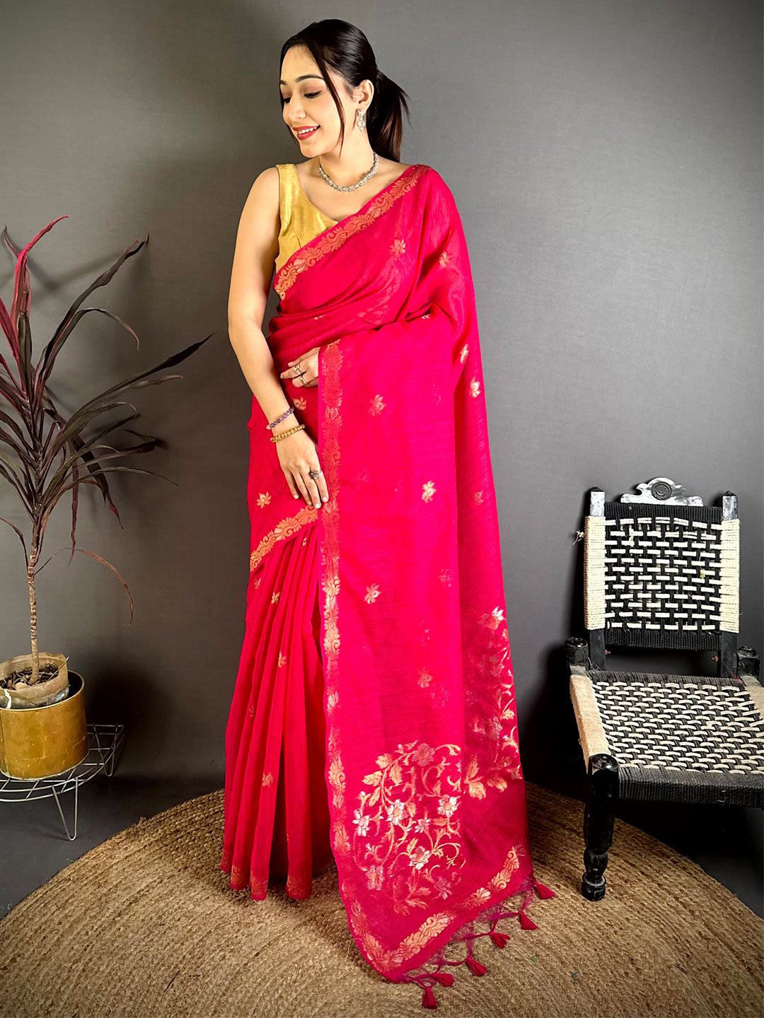 Rani Sona Chandi Muga Cotton Saree
