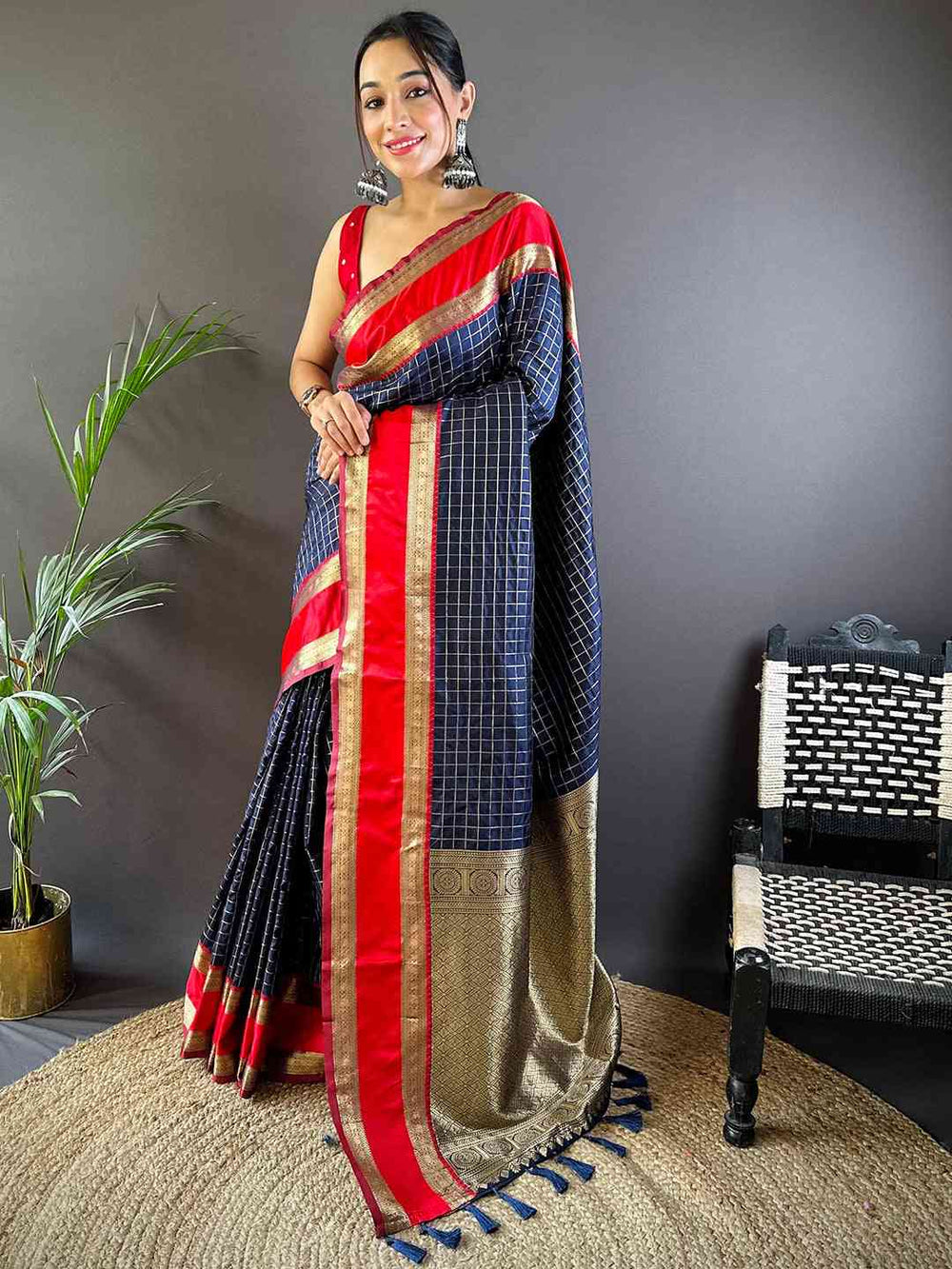 Navy Silk Woven Kanchi Banarasi Saree