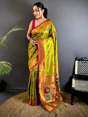 Green Patola Motif Soft Silk Saree



